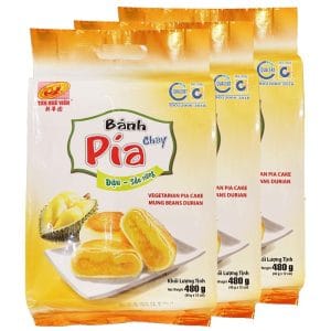 Bánh pía chay Tân Huê Viên đậu sầu riêng 40g x 12 cái bộ 3 gói x 480g